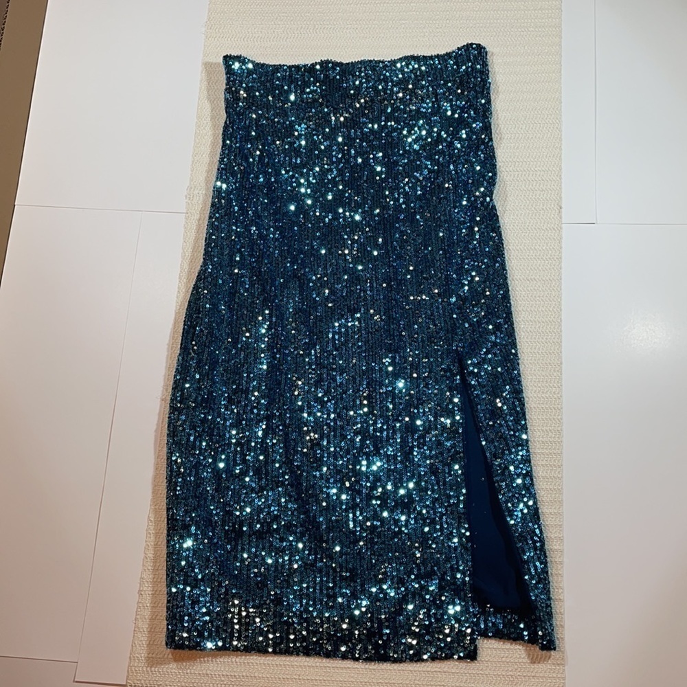 New Blue Sequined skirt Made in Italy Compagnia Italiana Made in Italy  42 Small